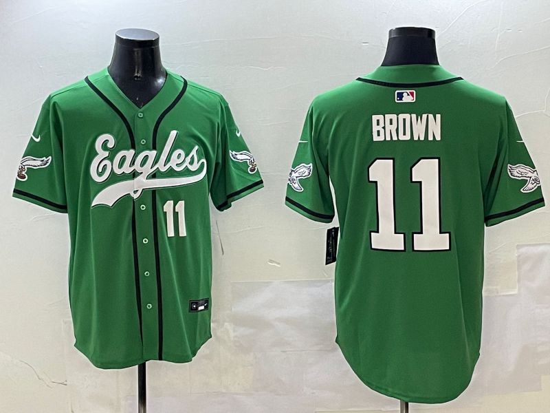Men Philadelphia Eagles #11 Brown Green three generations Jointly Name 2025 Nike Limited NFL Jersey style 6